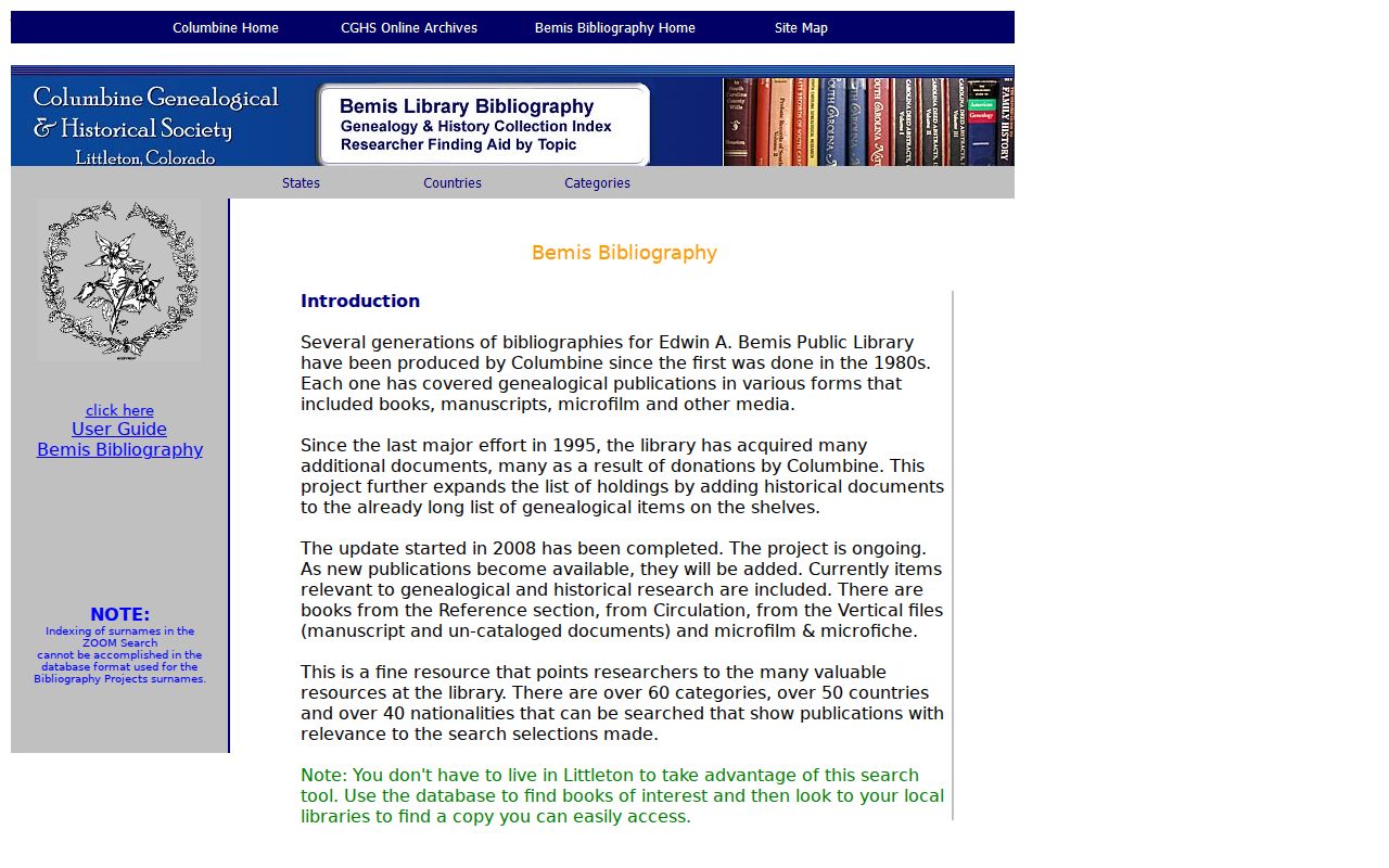 Littleton city directory research bibliography at the Columbine Genealogical and Historical Society