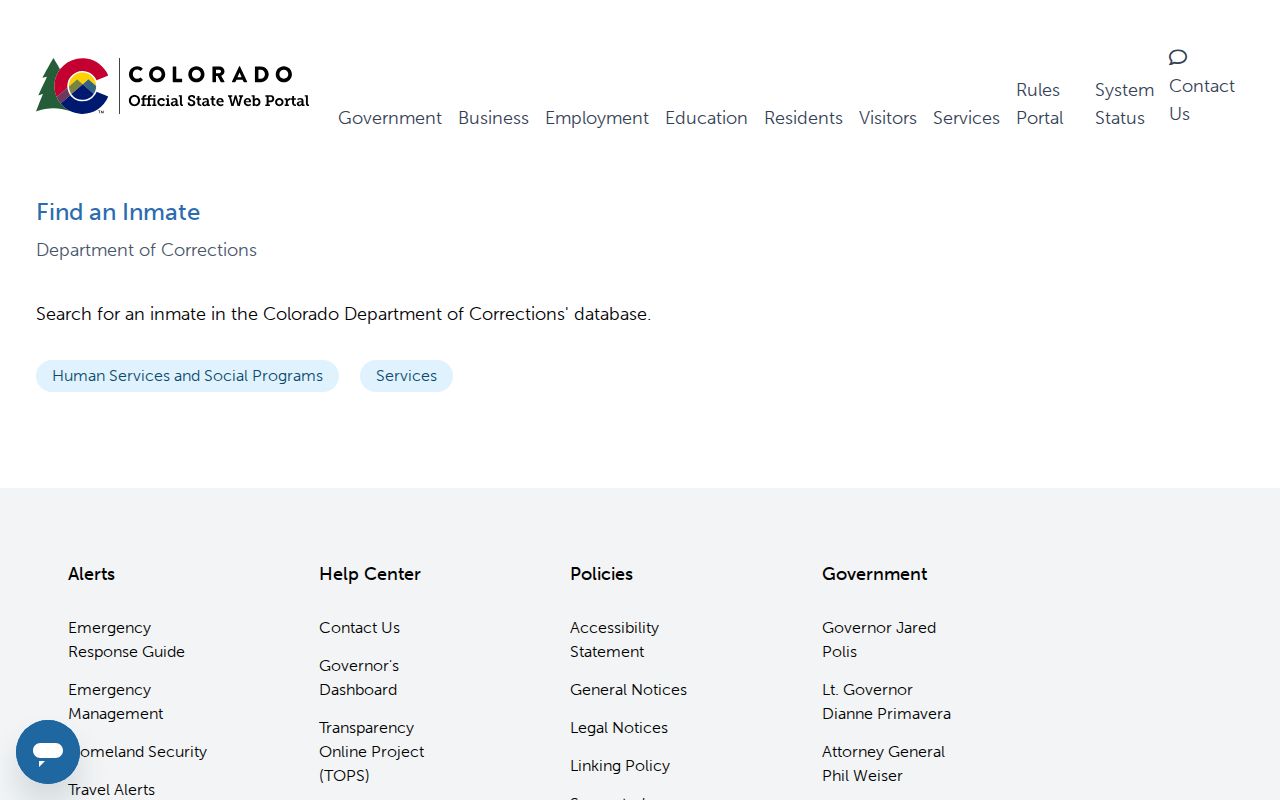 Colorado DOC inmate locator for statewide custody