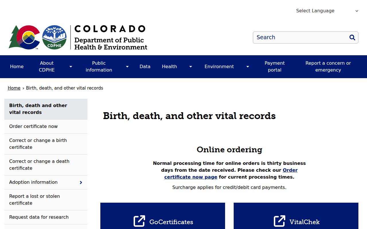 Littleton resident lookup Colorado vital records access