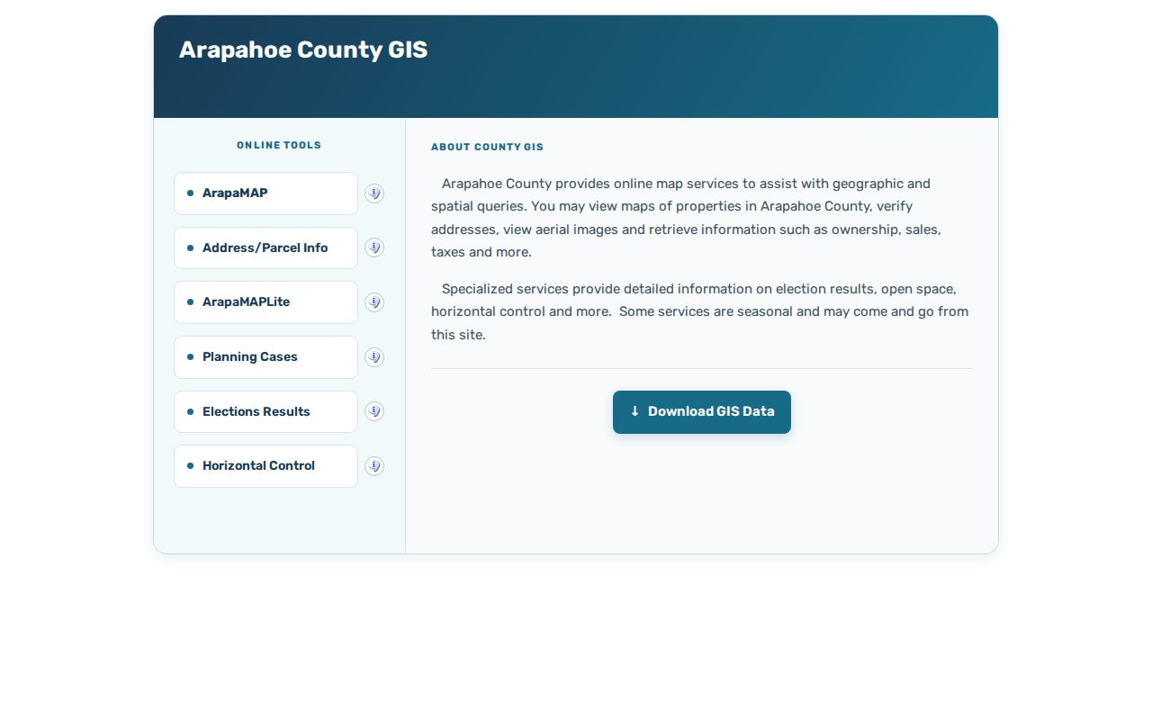 Littleton street directory ArapaMAP parcel viewer